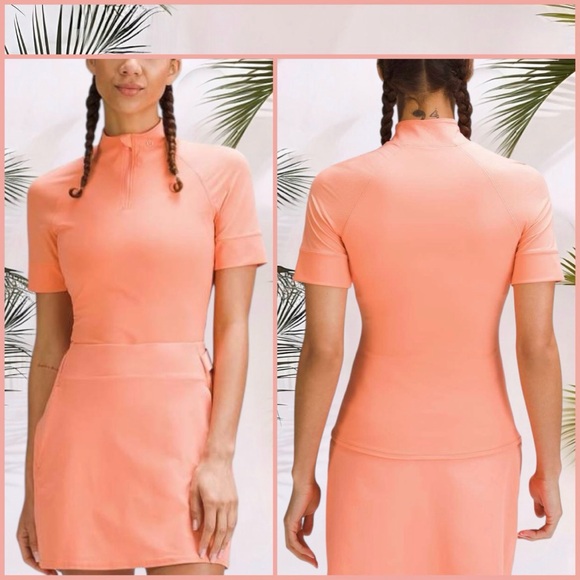 RARE! NEW Lululemon Short-Sleeve Shirt Sz. 6 - Sunny Coral *Nulux Half-Zip Golf - Picture 9 of 9